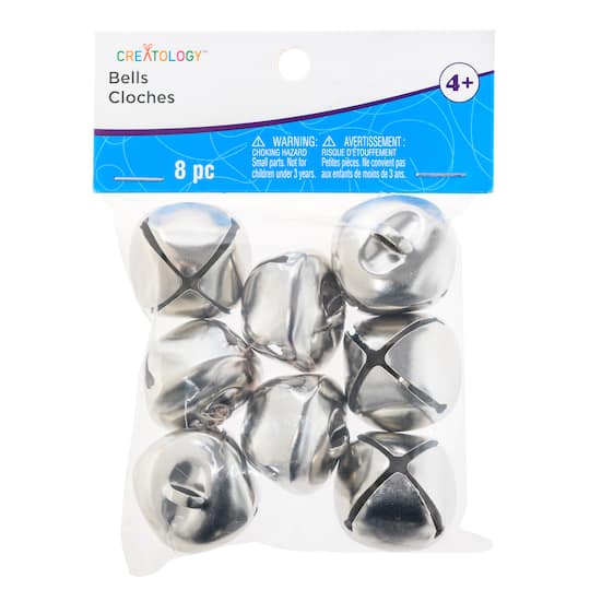 12 Packs: 8 ct. (96 total) 30mm Silver Jingle Bells by Creatology&#x2122;